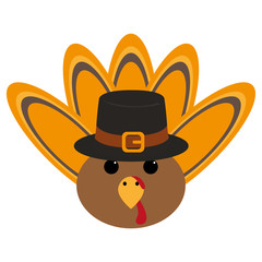 Cartoon icon of a turkey. Thanksgiving season - Vector