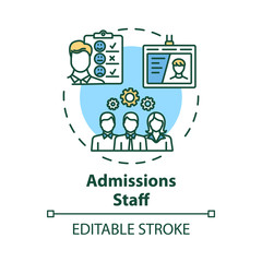 Admission staff concept icon. Employment service. HR management. Selection committee. Headhunting, recruitment idea thin line illustration. Vector isolated outline drawing. Editable stroke