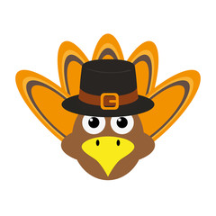 Cartoon icon of a turkey. Thanksgiving season - Vector
