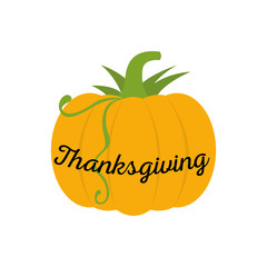 Pumpkin icon with thanksgiving text - Vector illustration