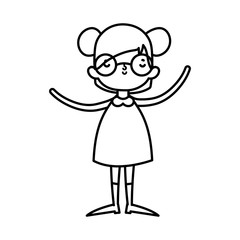 cute little girl happy cartoon character thick line