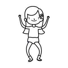 Obraz premium cute little girl happy cartoon character thick line