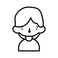 cute little boy cartoon character portrait thick line