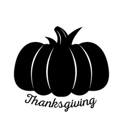 Silhouette of a pumpkin with thanksgiving text - Vector illustration
