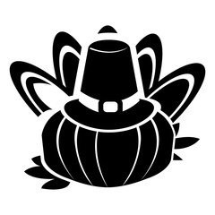 Silhouette of a pumpkin with a pilgrim hat - Vector