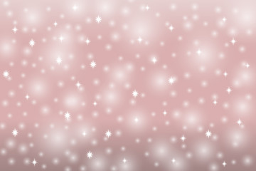 Fototapeta na wymiar Soft rose gold vector background with snow and stars - pattern design element.