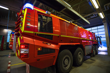 modern airport fire department fire engine