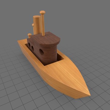 Wooden toy tugboat