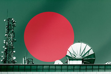 3D illustration Telecommunications in countries with the flag of Bangladesh