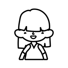cute little girl happy cartoon character thick line