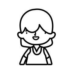 cute little boy cartoon character portrait thick line