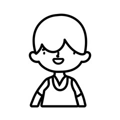 cute little boy cartoon character portrait thick line