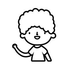 cute little boy cartoon character portrait thick line