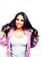 young pretty latin american brunette girl happy smiling posing cheerful isolated on hite background, lifestyle people concept