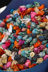 A potpourri of dried colourful flowers