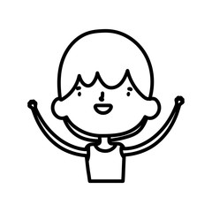 cute little boy cartoon character portrait thick line