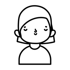 Obraz premium cute little boy cartoon character portrait thick line