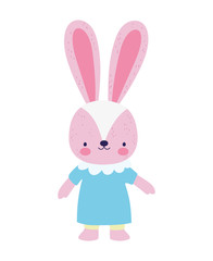 cute female rabbit with dress cartoon character