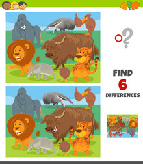 differences game with wild animal characters group