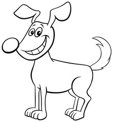 cartoon happy dog animal character coloring book page