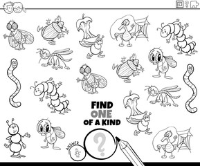 one of a kind game with marine animals color book page