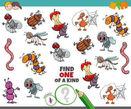 one of a kind game for children with funny insects