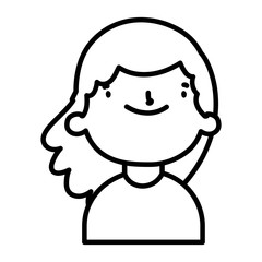 cute little girl happy cartoon character thick line