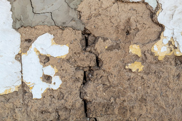 Old Weathered Cracked House of The Mud Wall