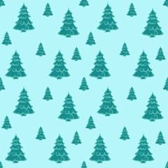 Christmas  Winter seamless pattern with christmas trees,Surface design for textile, fabric, wallpaper, wrapping, giftwrap, paper, scrapbook and packaging. Vector