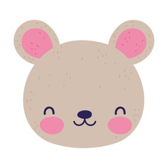 cute teddy bear face toy cartoon icon