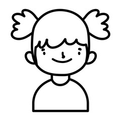 cute little girl happy cartoon character thick line