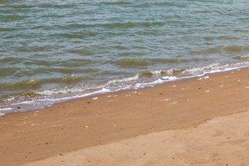 calm sea coming to beach on a sandy beach