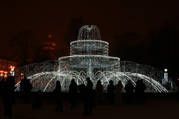 Night St. Petersburg in the winter, night city lights.