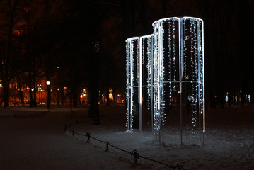 Night St. Petersburg in the winter, night city lights.