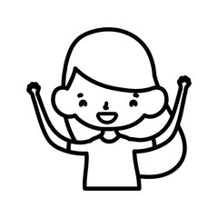cute little girl happy cartoon character thick line