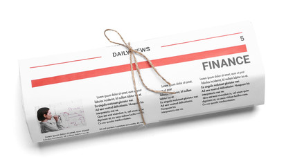 Morning newspaper on white background