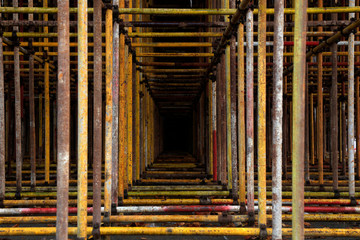 Scaffolding steel pipe at a construction site