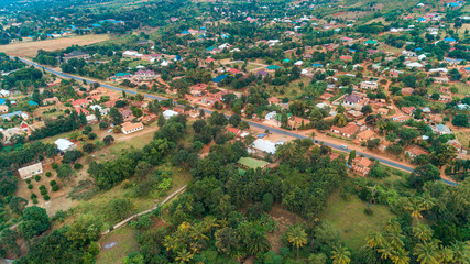 Aerial view of the Morogoro town in  Tanzania