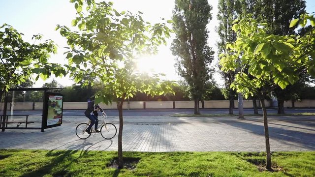 Eco-friendly mode of urban transport, business on a bicycle, zero emission