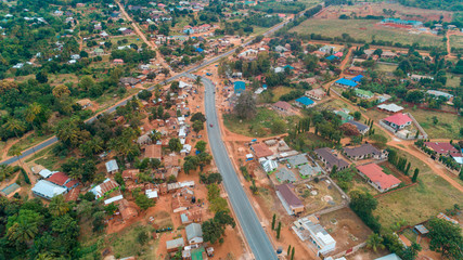 Aerial view of the Morogoro town in  Tanzania