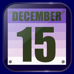 December 15 icon. For planning important day. Fifteenth of December. Banner for holidays and special days. Illustration..