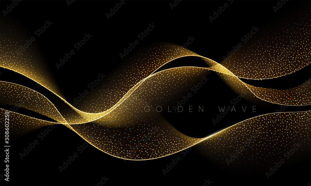 Aufkleber abstract shiny color gold wave design element