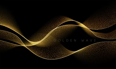 Foto auf Acrylglas Abstrakte Welle Abstraktes glänzendes Farbgoldwellen-Gestaltungselement