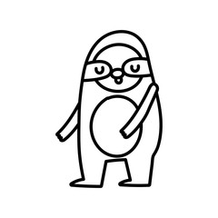 cute sloth animal wildlife cartoon icon line style