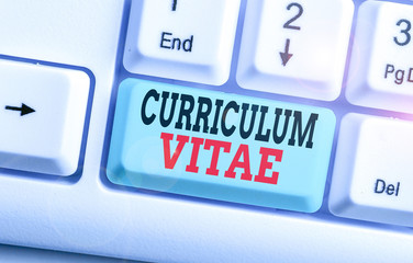 Text sign showing Curriculum Vitae. Business photo text a brief account of a demonstrating s is...