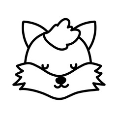 baby shower cute fox head close eyes animal cartoon line style