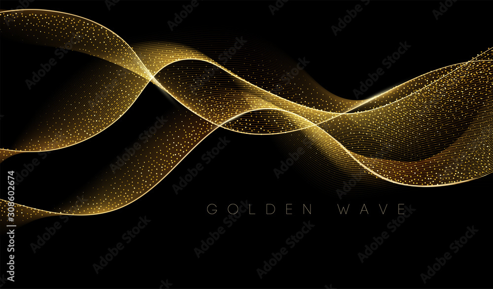 Aufkleber abstract shiny color gold wave design element
