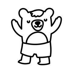 baby shower cute bear with short pants cartoon line style