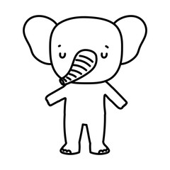 cute elephant animal wildlife cartoon line style