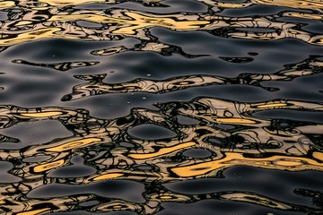 Reflections off inky water